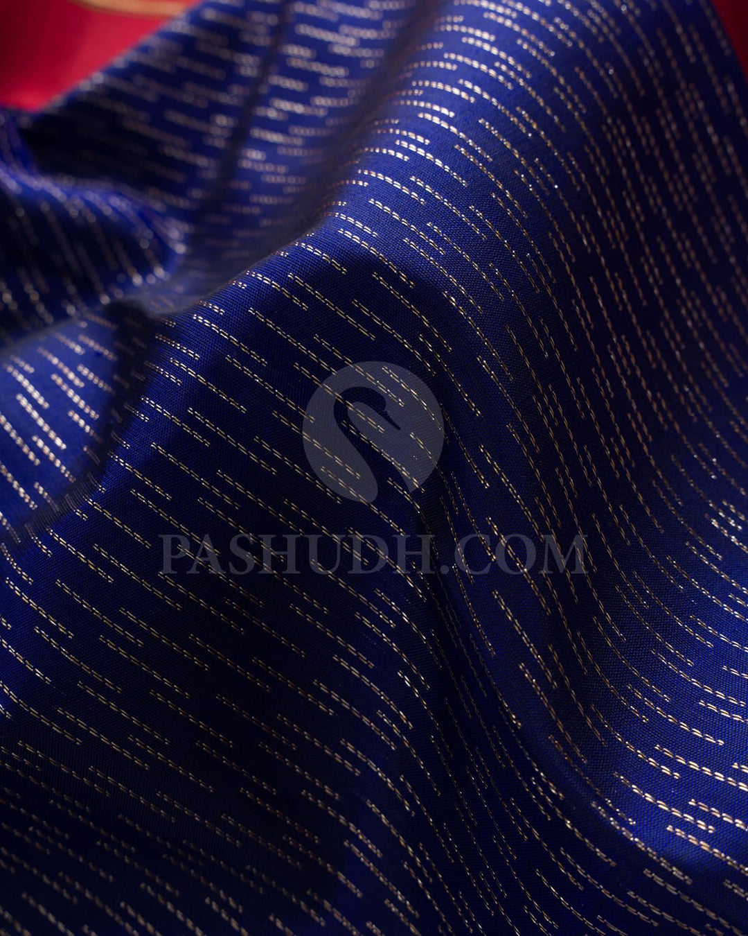 Navy Blue And Red Kanjivaram Silk Saree-S1480(A)