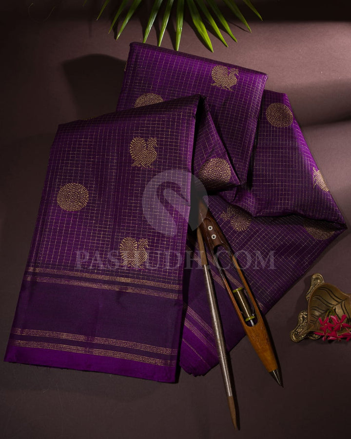 Purple Pure Zari Kanjivaram Silk Saree-SP170