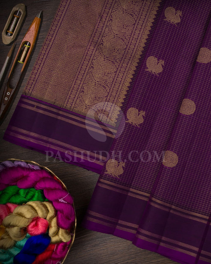 Purple Pure Zari Kanjivaram Silk Saree-SP170