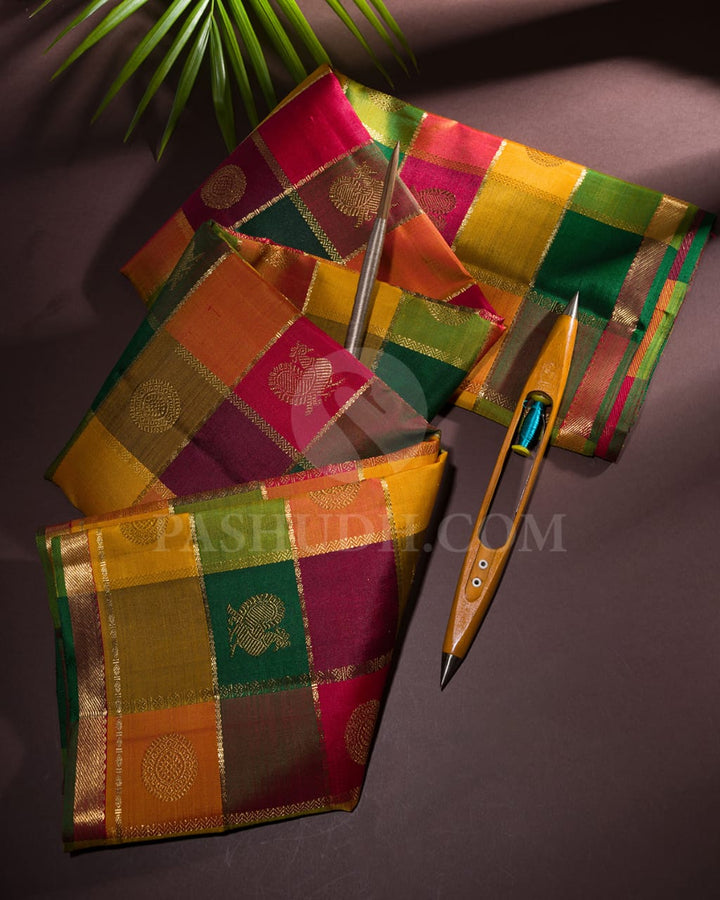 Multihue Pure Zari Kanjivaram Silk Saree-SP183