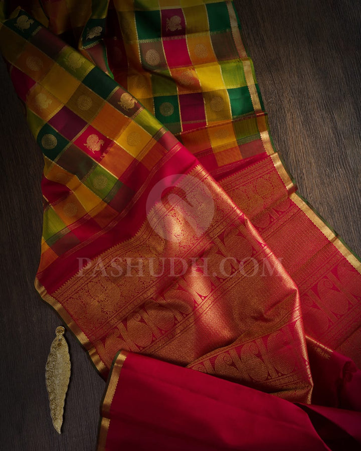 Multihue Pure Zari Kanjivaram Silk Saree-SP183