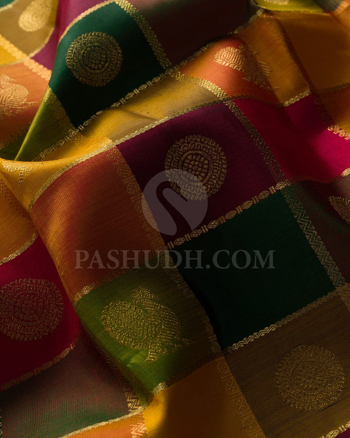 Multihue Pure Zari Kanjivaram Silk Saree-SP183