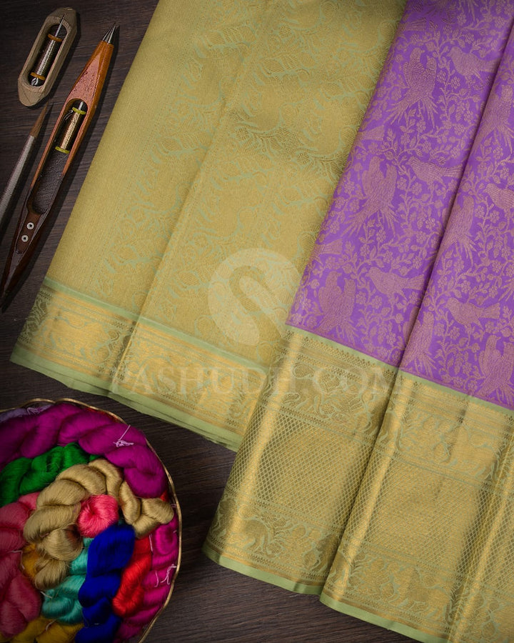 Lavender And Elaichi Kanjivaram Silk Saree-SP175
