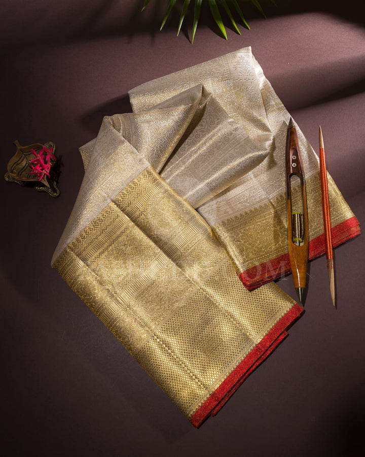 Half White Kanjivaram Silk Saree-SP157