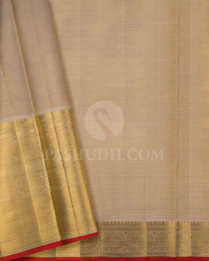 Half White Kanjivaram Silk Saree-SP157
