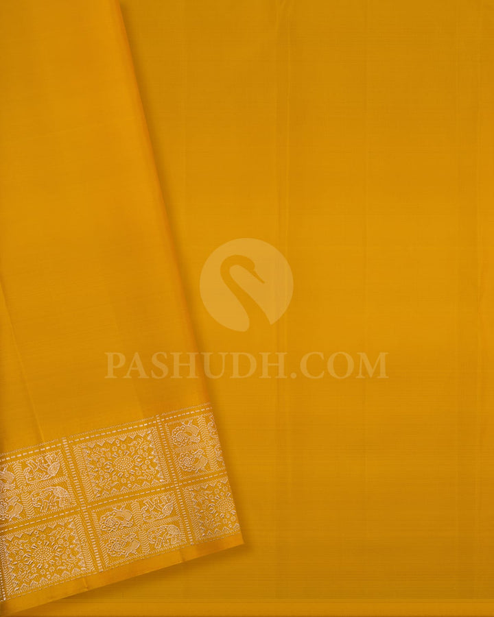 Sky Blue And Yellow Traditional Borderless Kanjivaram Silk Saree-S1491(A)