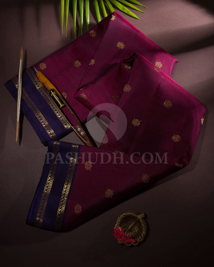 Deep Maroon Pure Zari Kanjivaram Silk Saree-SP150