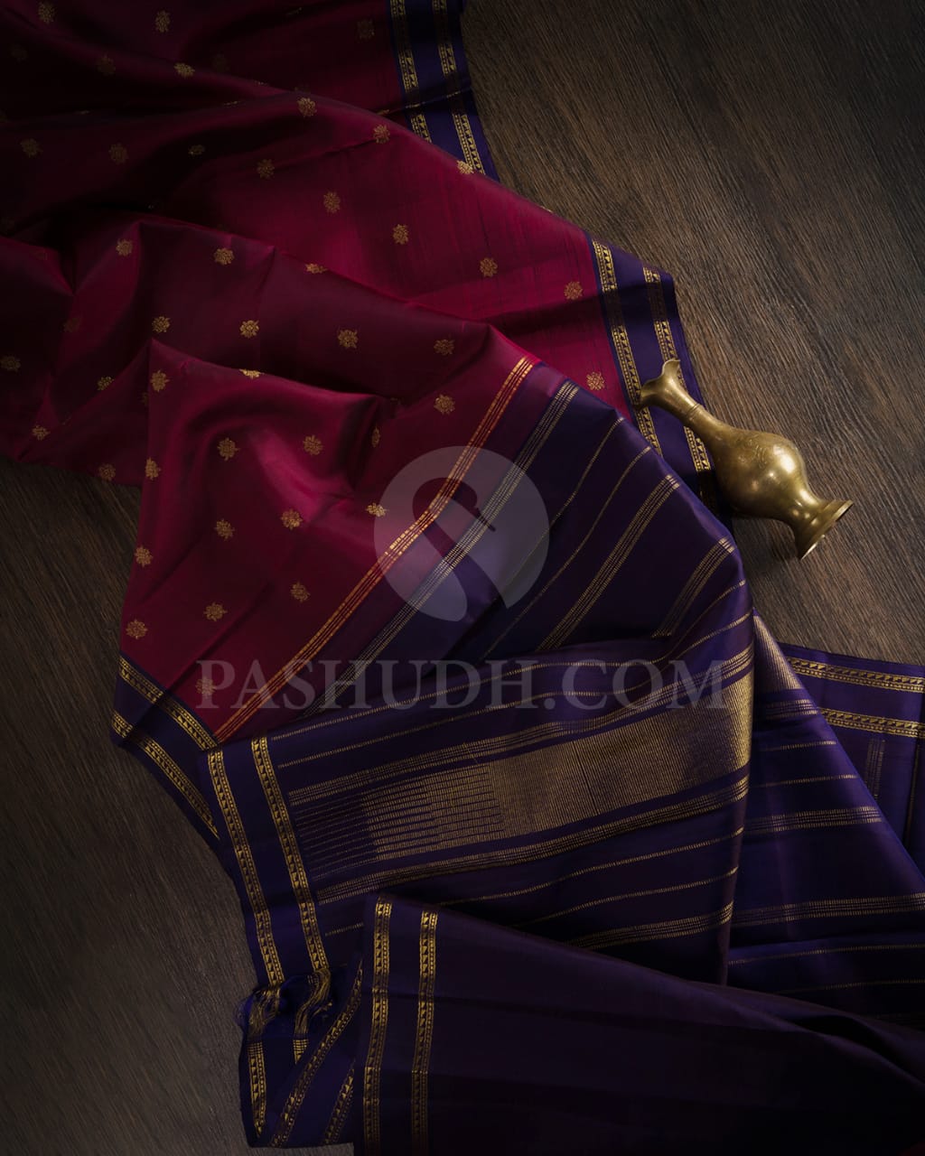 Deep Maroon Pure Zari Kanjivaram Silk Saree-SP150