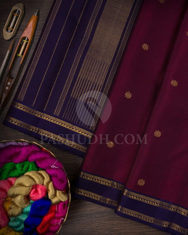 Deep Maroon Pure Zari Kanjivaram Silk Saree-SP150