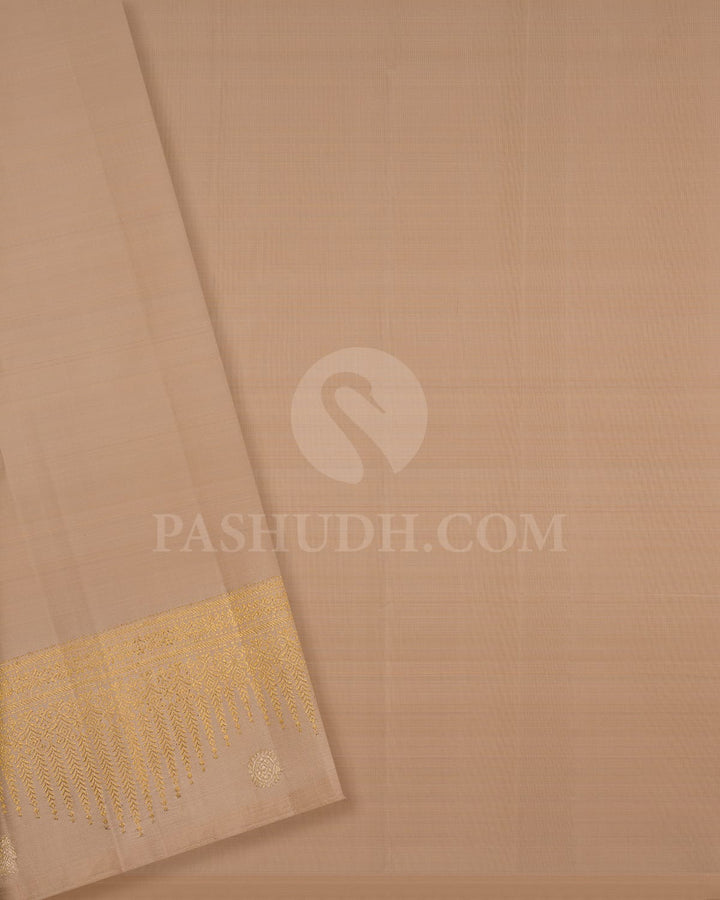 Bottle Green And Cream Kanjivaram Silk Saree-S1494(A)