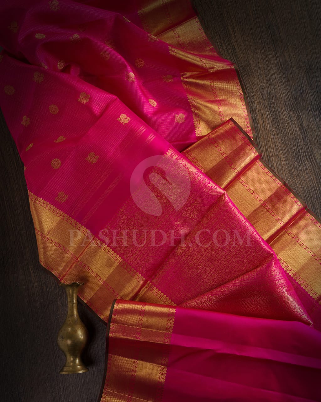 Rani Pink Pure Zari Kanjivaram Silk Saree-SP182