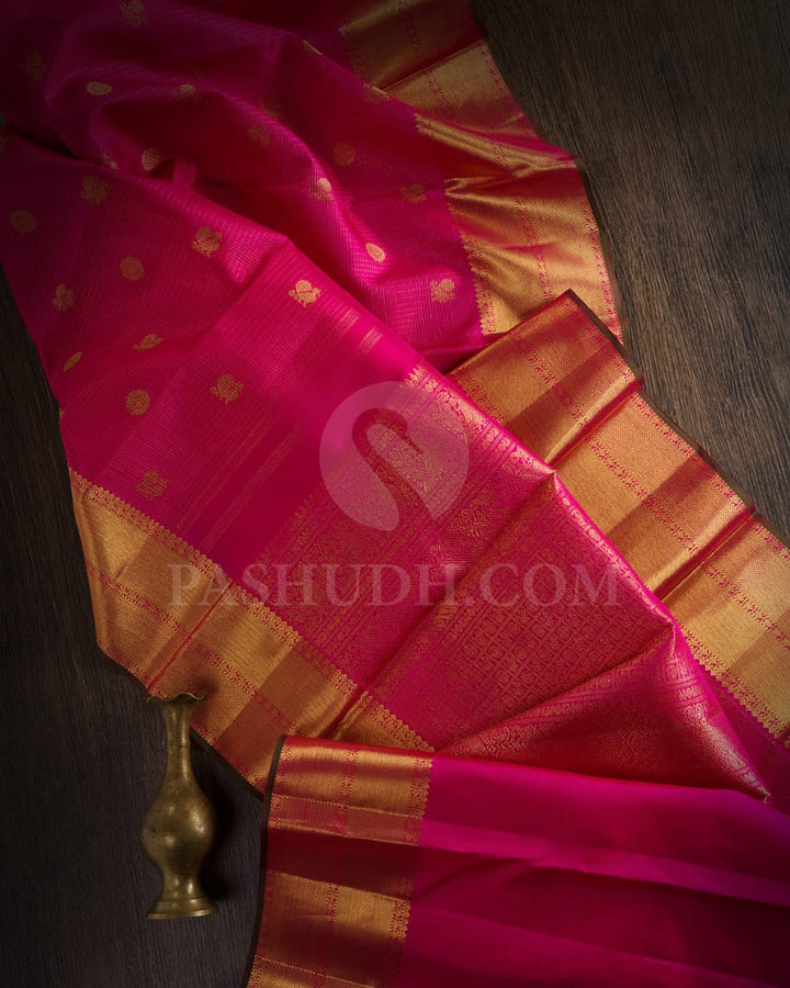 Rani Pink Pure Zari Kanjivaram Silk Saree-SP182