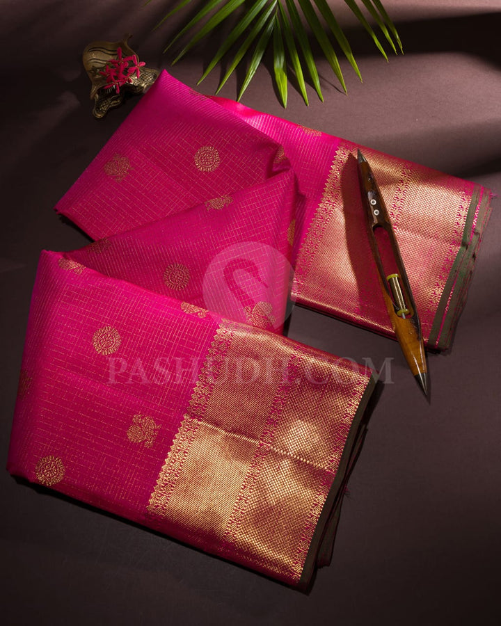 Rani Pink Pure Zari Kanjivaram Silk Saree-SP182