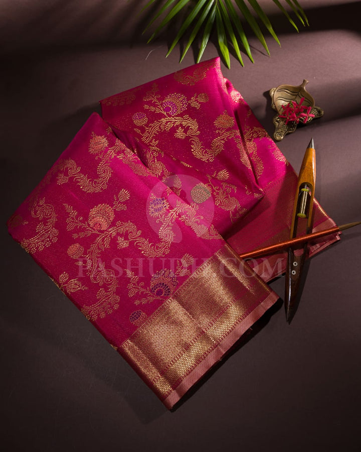 Dark Fuchsia Kanjivaram Silk Saree-S1488(A)