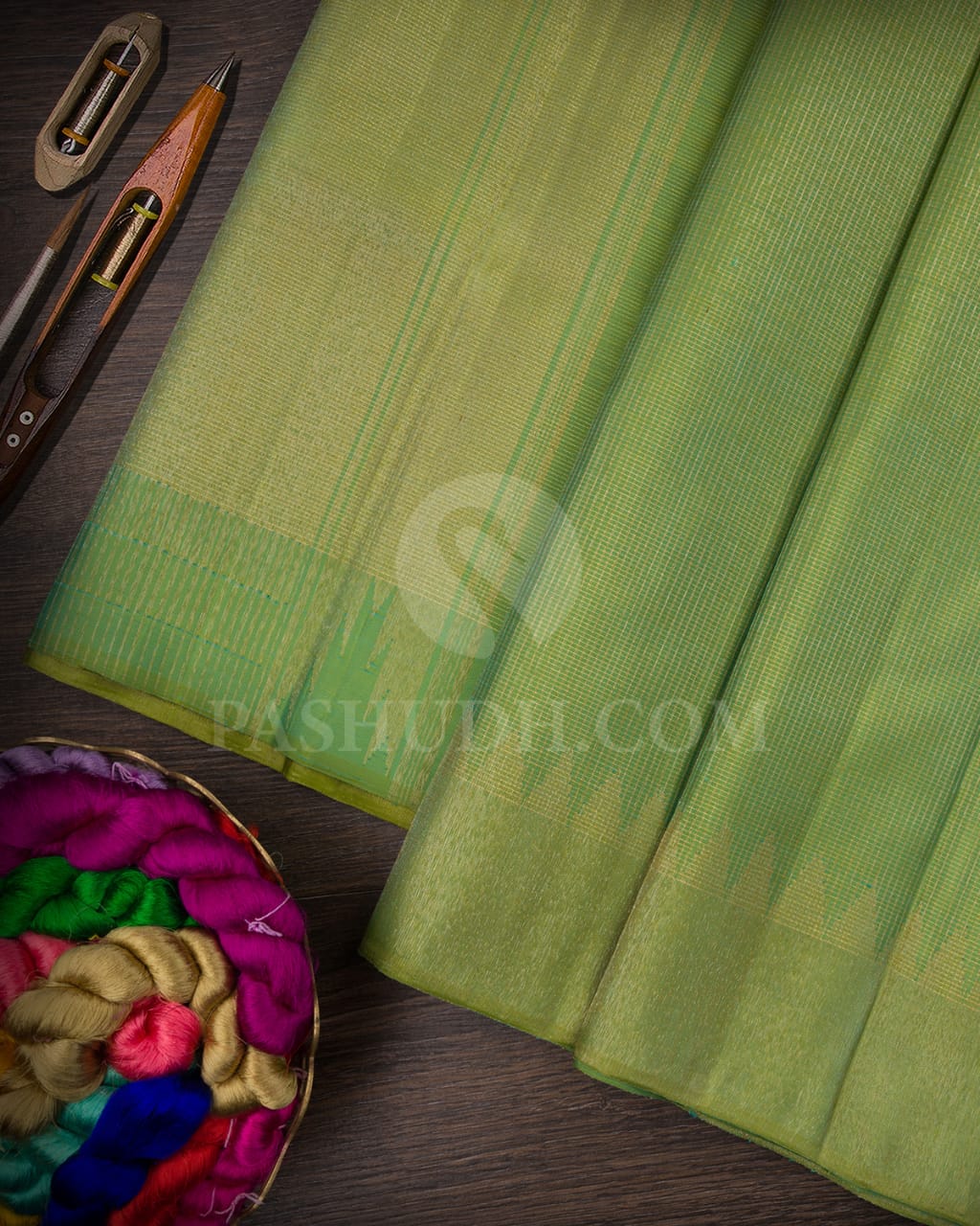 Parrot Green Vairaoosi  Kanjivaram Silk Saree-S1053(E)