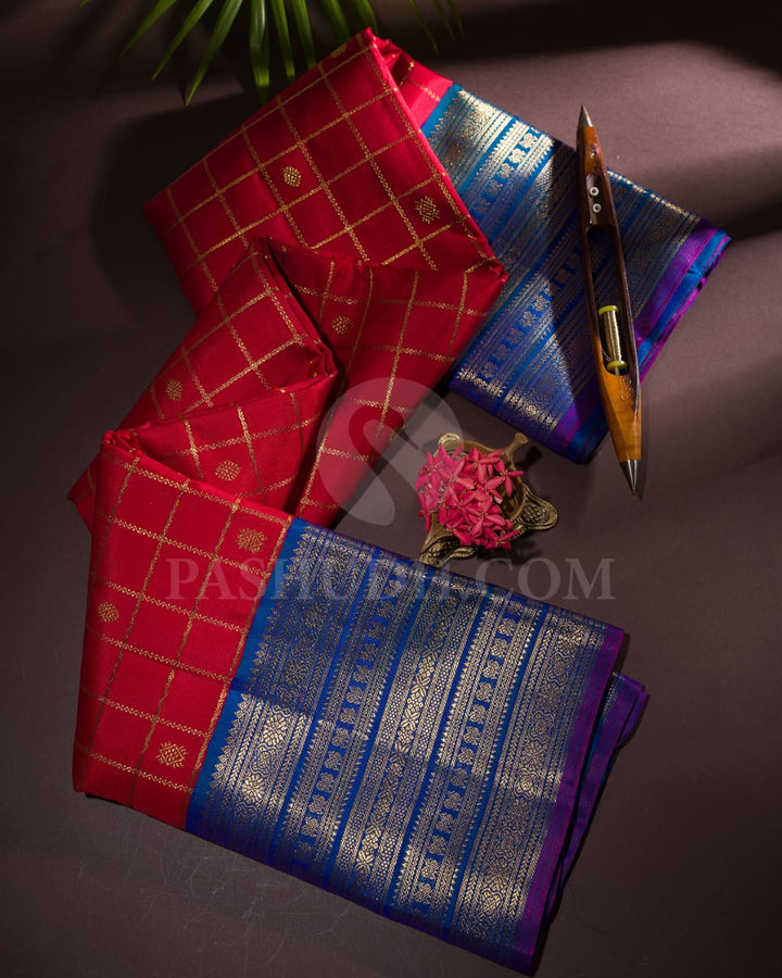 Dark Red Pure Zari Kanjivaram Silk Saree-SP145