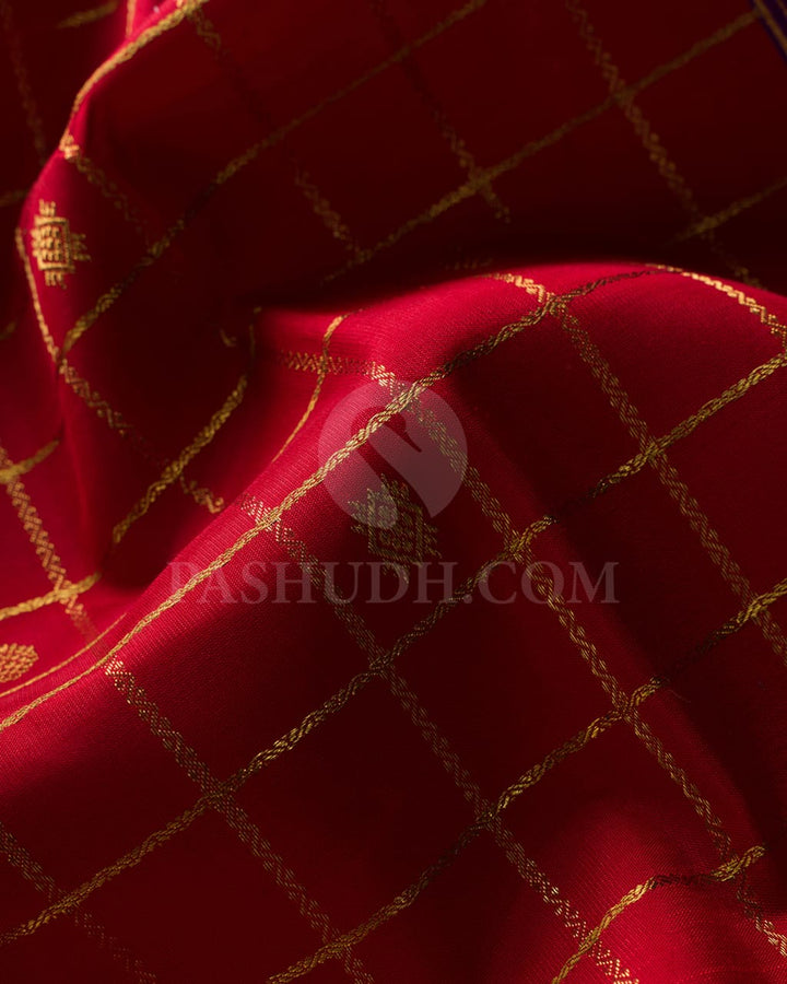 Dark Red Pure Zari Kanjivaram Silk Saree-SP145