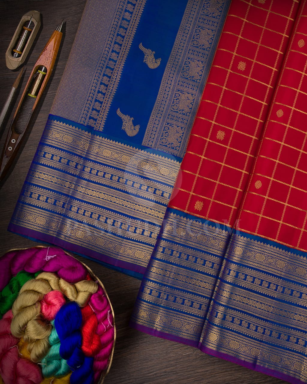 Dark Red Pure Zari Kanjivaram Silk Saree-SP145