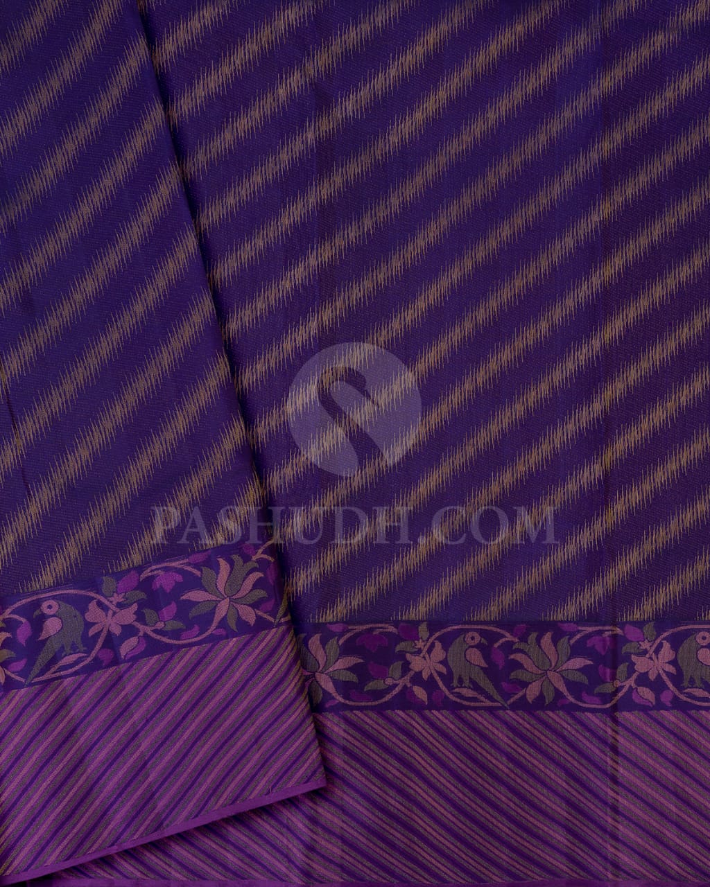 Navy Blue Shot Violet Kanjivaram Silk Saree-D641(A)