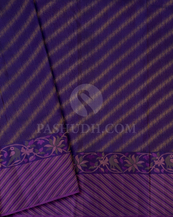 Navy Blue Shot Violet Kanjivaram Silk Saree-D641(A)