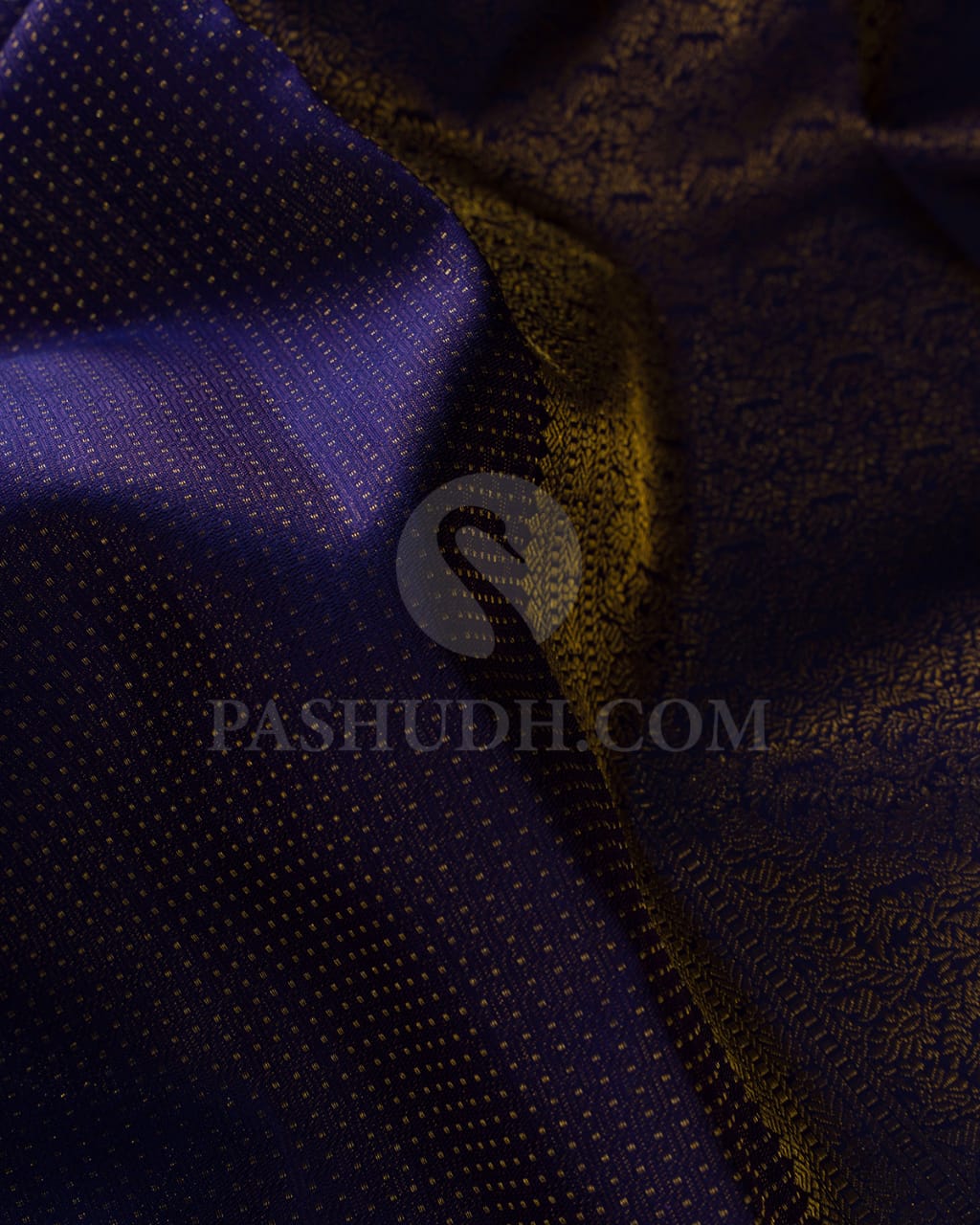 Navy Blue Shot Violet Kanjivaram Silk Saree-D641(A)