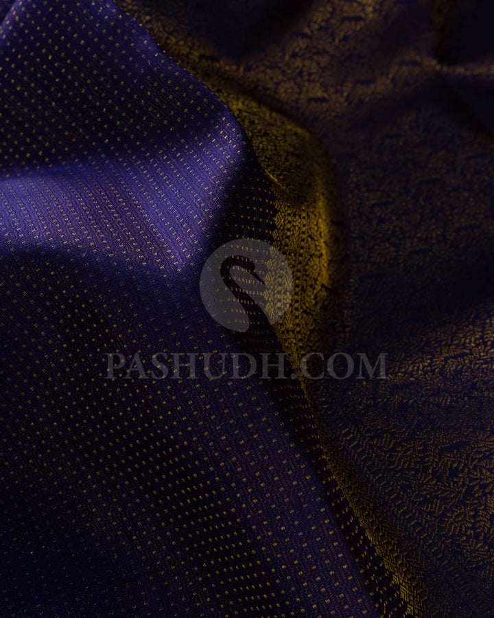 Navy Blue Shot Violet Kanjivaram Silk Saree-D641(A)