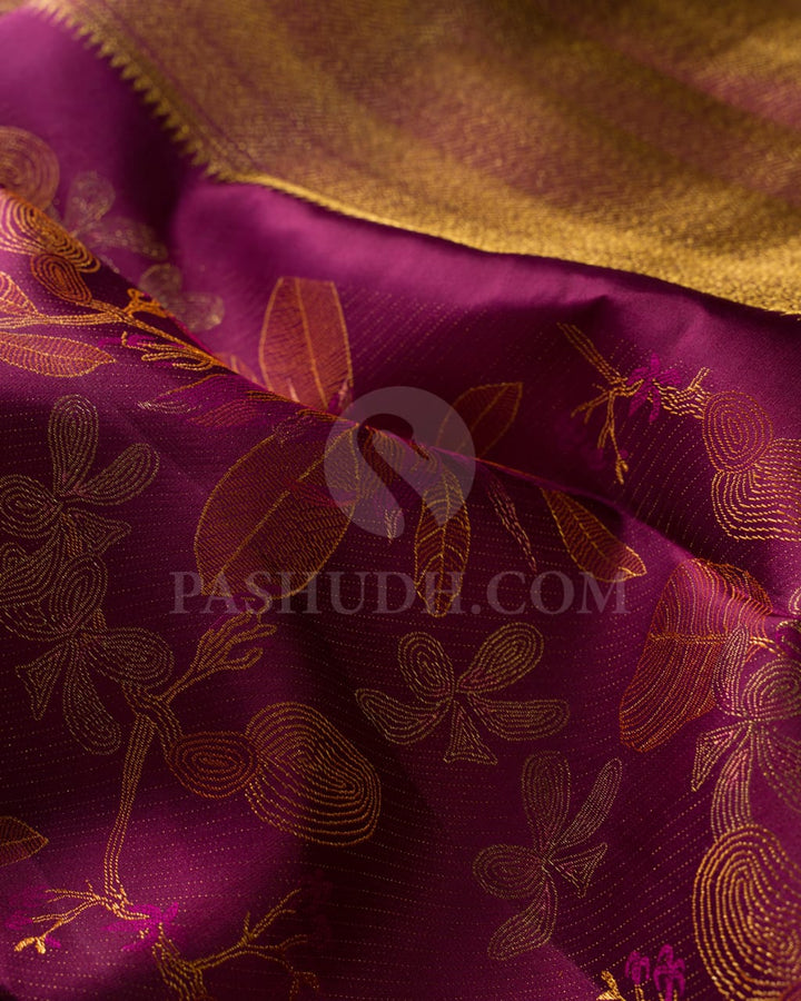 Magenta And Rust Orange Kanjivaram Silk Saree-DJ379(A)