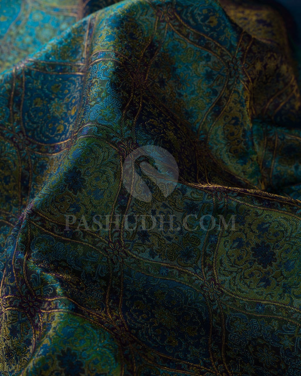 Anandha Blue, Green And Violet Kanjivaram Silk Saree-D601(H)