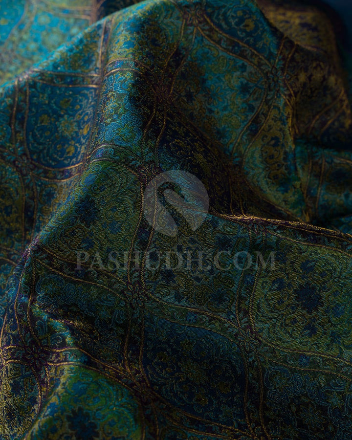 Anandha Blue, Green And Violet Kanjivaram Silk Saree-D601(H)