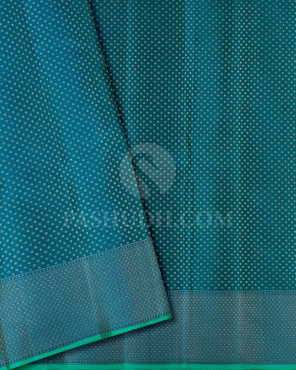 Teal Blue And Rexona Green Kanjivaram Silk Saree-DJ355(I)