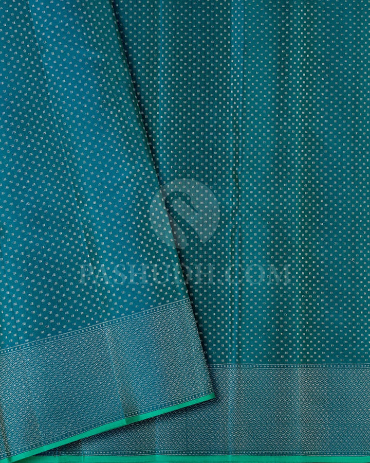 Teal Blue And Rexona Green Kanjivaram Silk Saree-DJ355(I)