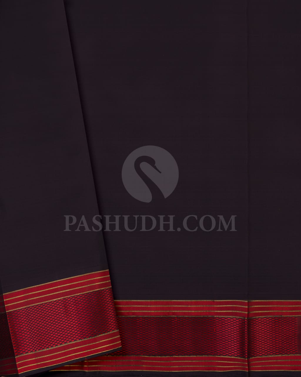 Black And Grey With Red Border Pure Zari  Kanjivaram Silk Saree-SP165