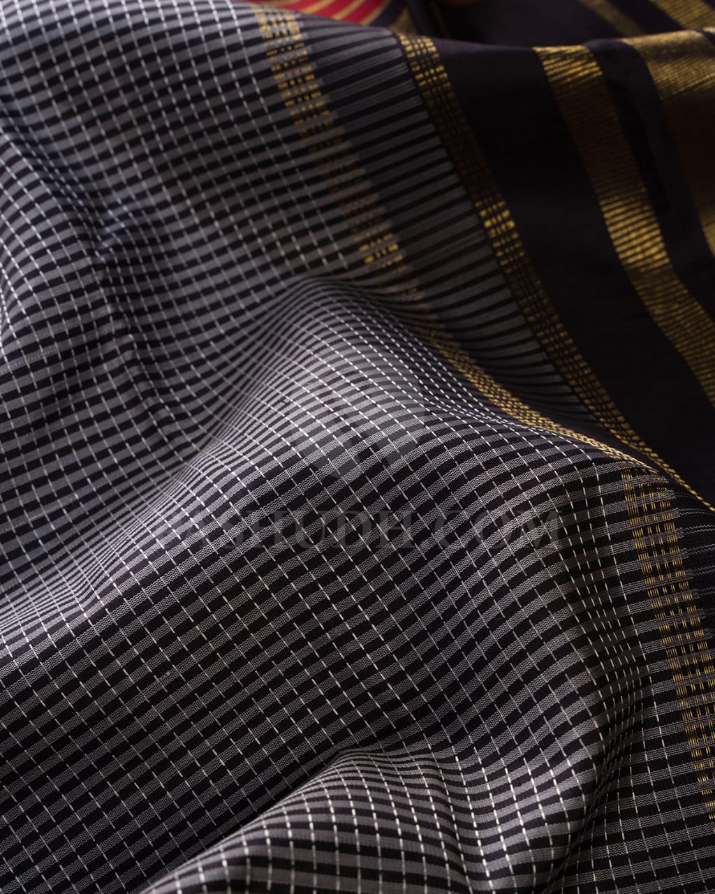 Black And Grey With Red Border Pure Zari  Kanjivaram Silk Saree-SP165
