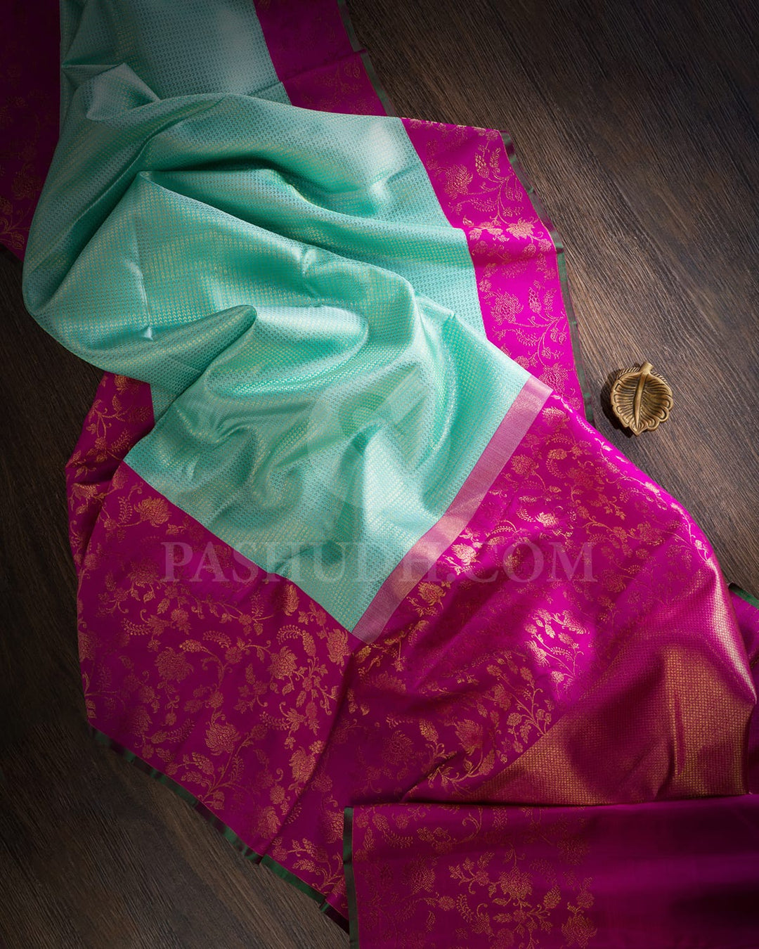 Sky Blue With Rani Pink Kanjivaram Silk Saree-S1070(J)