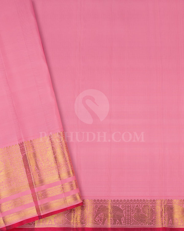 Bright Red With Baby Pink Kanjivaram Silk Saree-S1504(A)
