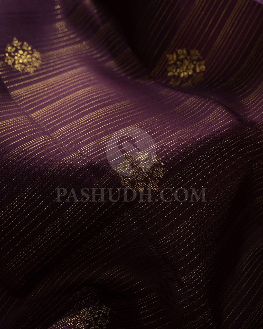 Deep Aubergine And Baby Pink Pure Zari Kanjivaram Silk Saree-SP189