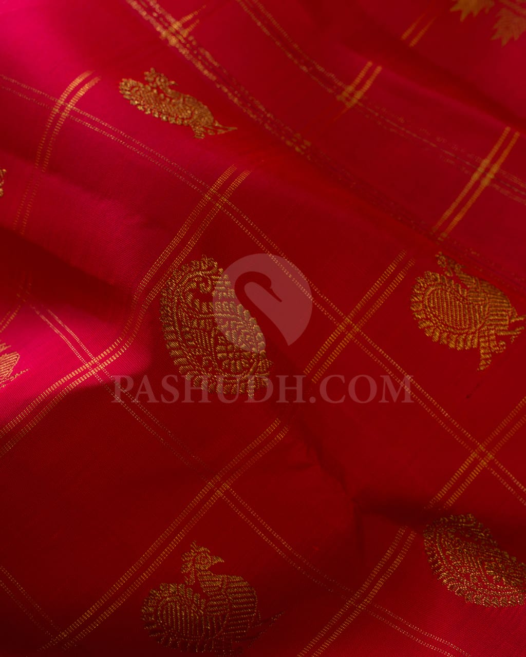 Kumkum Red Pure Zari Kanjivaram Silk Saree-SP171