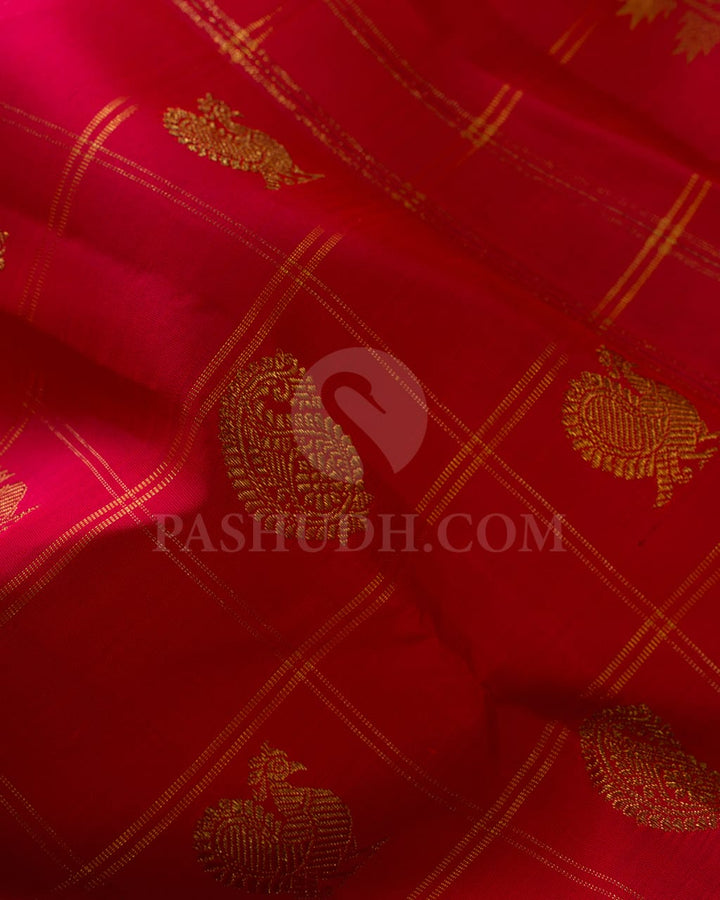 Kumkum Red Pure Zari Kanjivaram Silk Saree-SP171