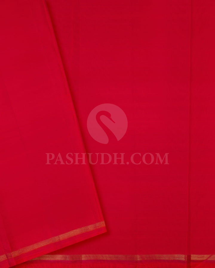 Bottle Green With Orange Shot Pink Pure Zari  Borderless Traditional Kanjivaram Silk Saree-SP151