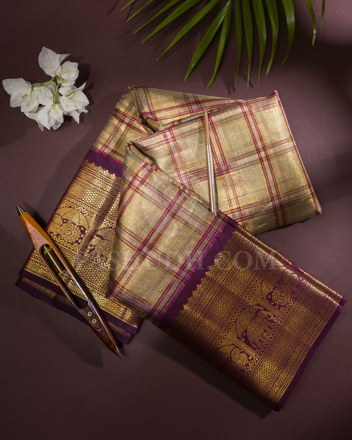 Paaku Color Organza Weave Kanjivaram Silk Saree -SP158