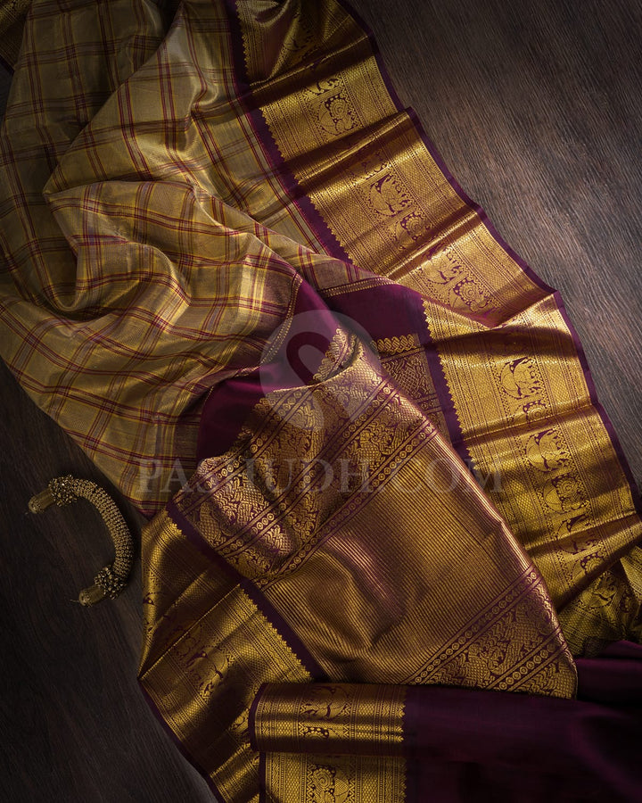 Paaku Color Organza Weave Kanjivaram Silk Saree -SP158