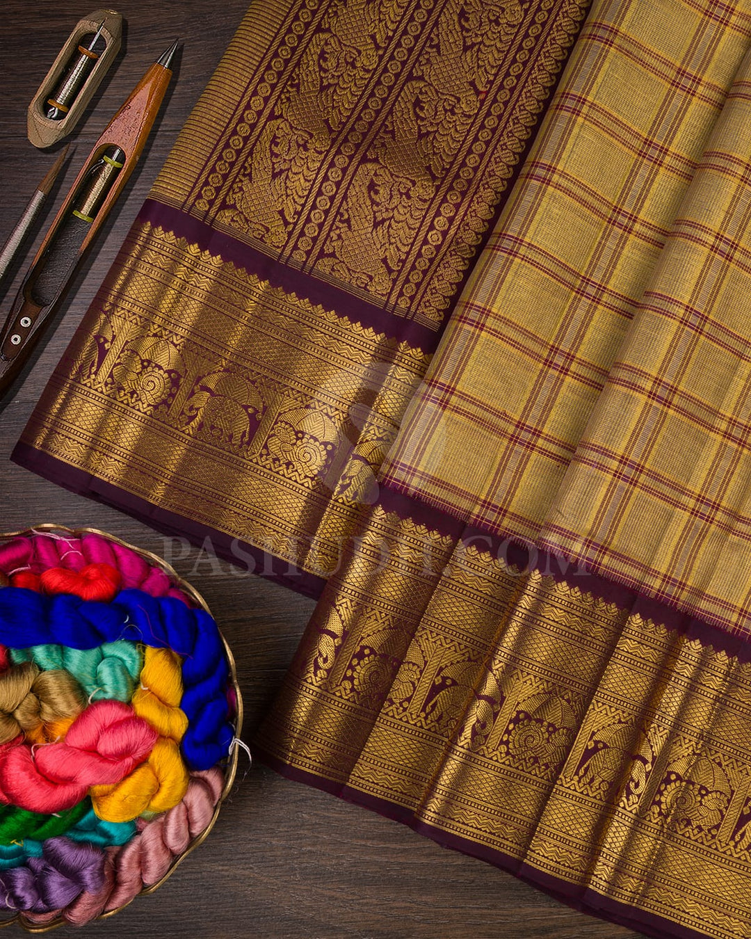 Paaku Color Organza Weave Kanjivaram Silk Saree -SP158