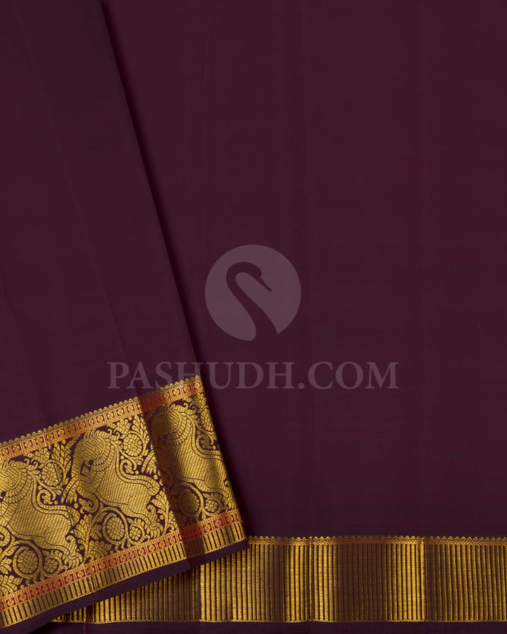 Half White And Betel Nut Brown Kanjivaram Silk Saree-S1222(F)