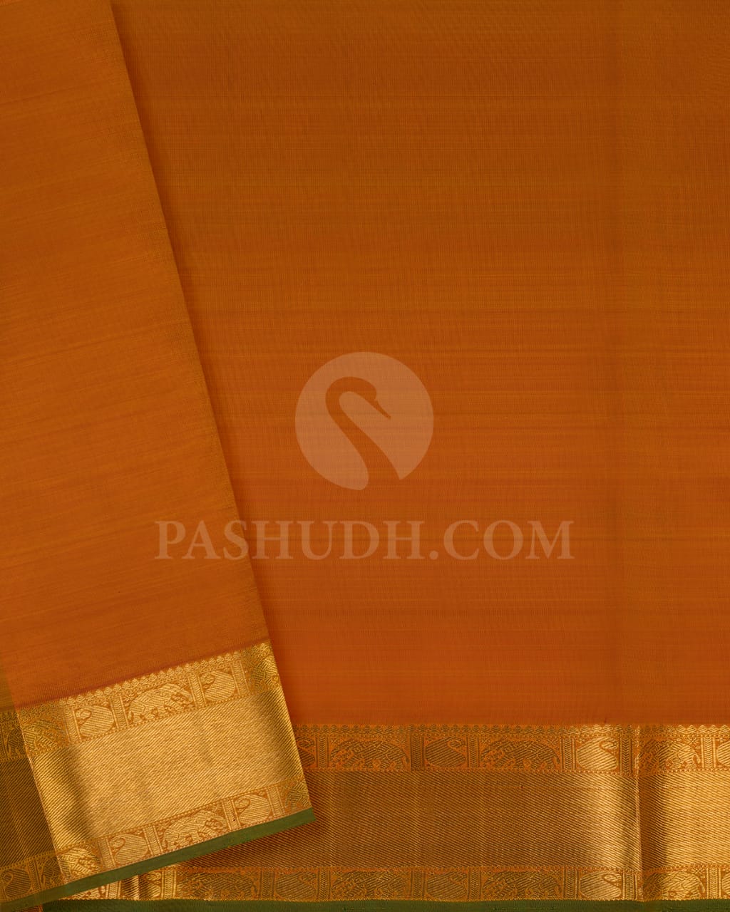 Pear Green And Mild Rust Orange Vairaoosi  Pure Zari  Kanjivaram Silk Saree-SP181