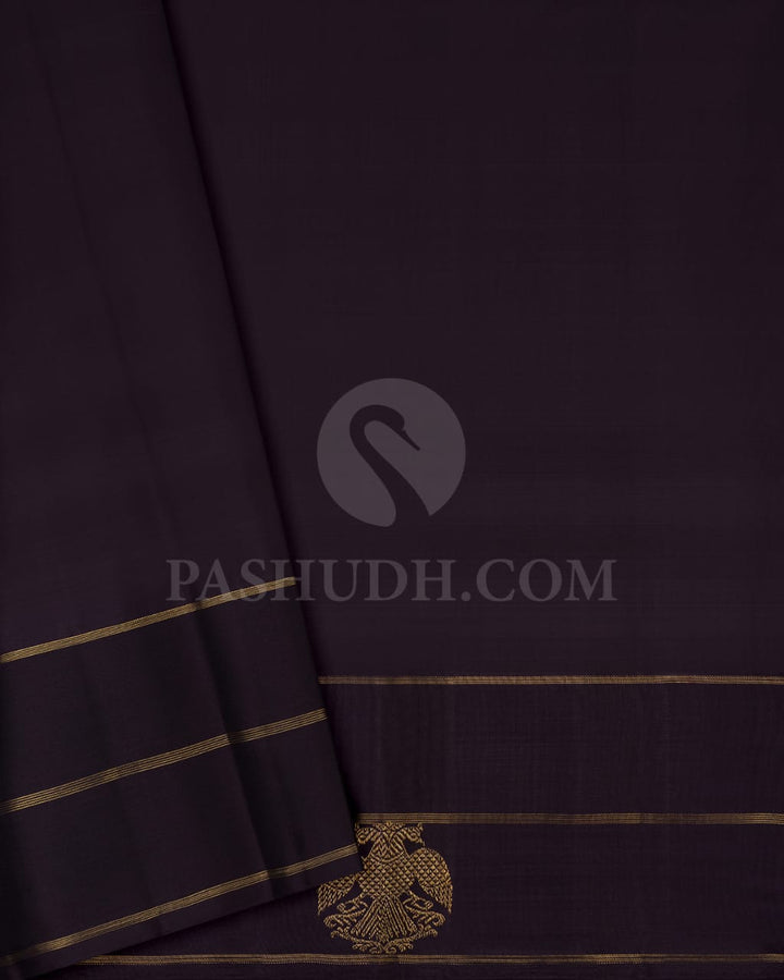 Olive Green And Deep Purple  Pure Zari Kanjivaram Silk Saree-SP161