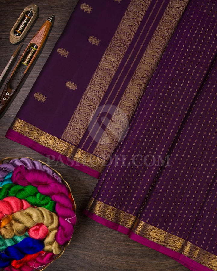 Purple Pure Zari Kanjivaram Silk Saree-SP167