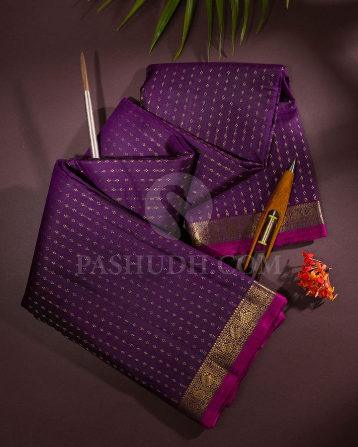 Purple Pure Zari Kanjivaram Silk Saree-SP167