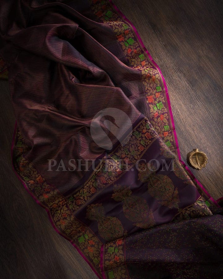 Black And Magenta Kanjivaram Silk Saree-DJ380(A)