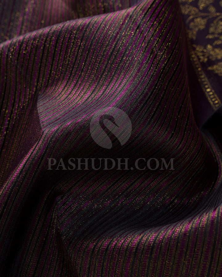 Black And Magenta Kanjivaram Silk Saree-DJ380(A)