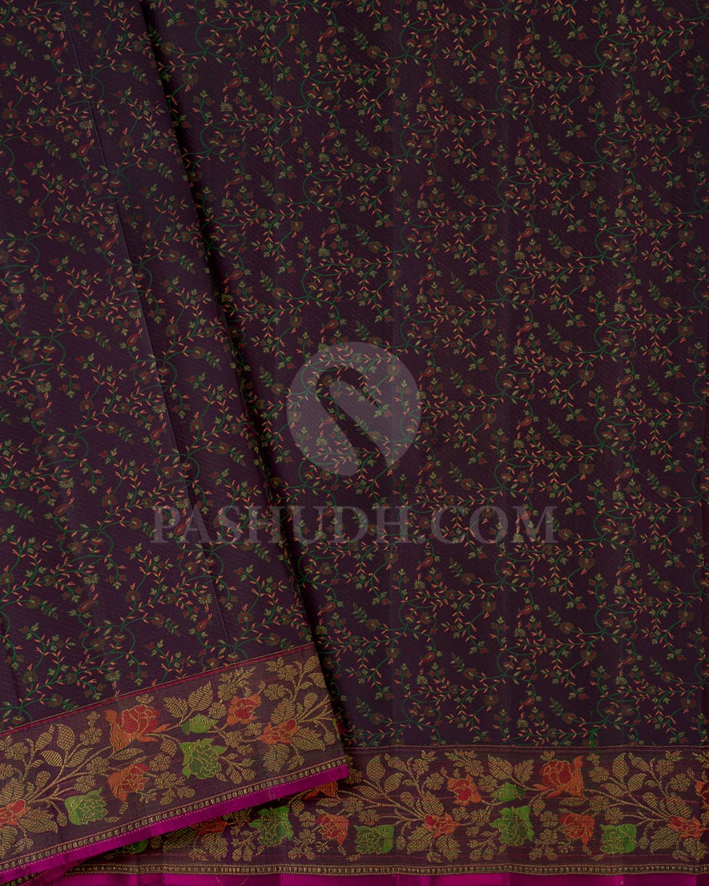 Black And Magenta Kanjivaram Silk Saree-DJ380(A)